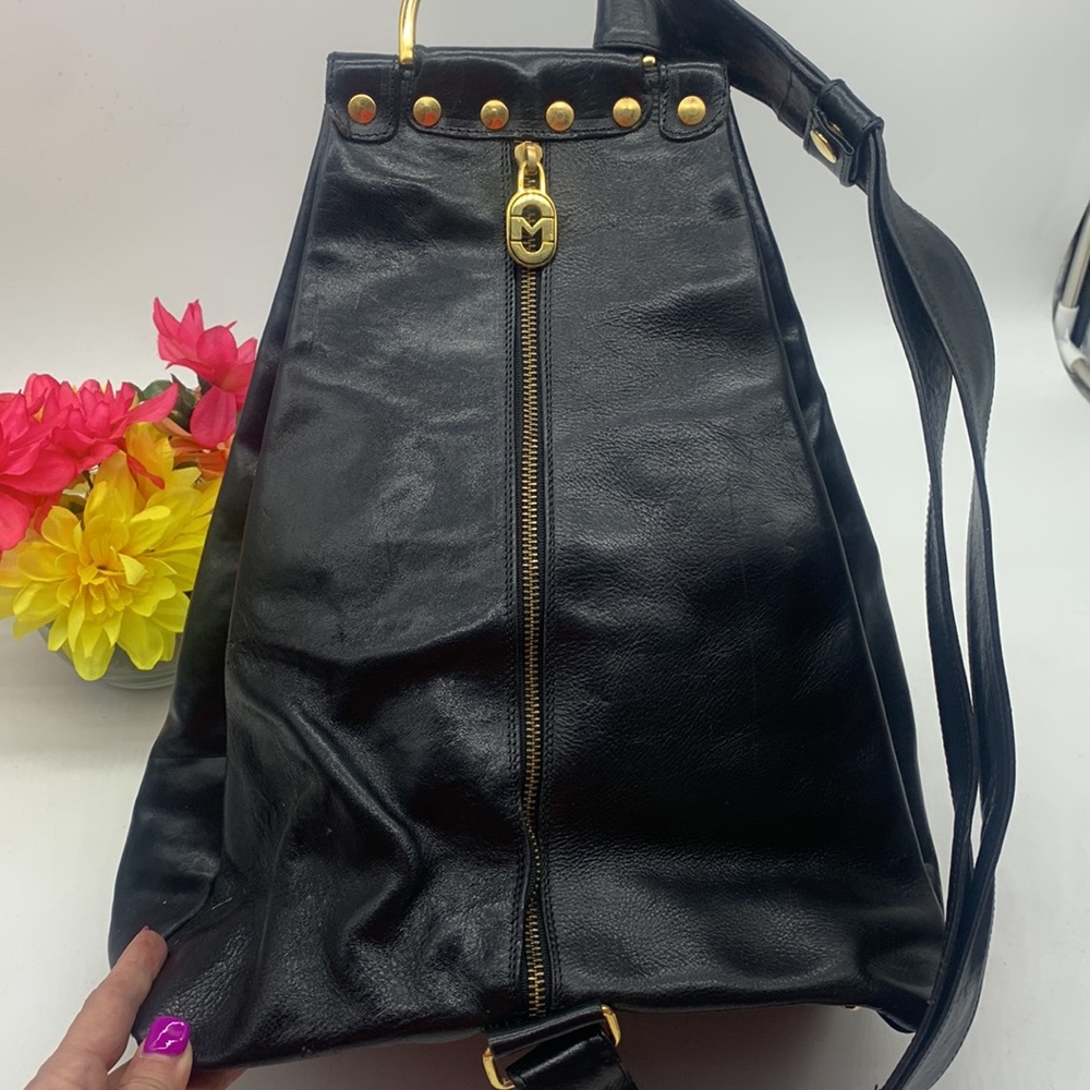 Marino Orlandi Stunning Black Gold Vintage Quality Leather Back Made in Italy - Picture 7 of 17